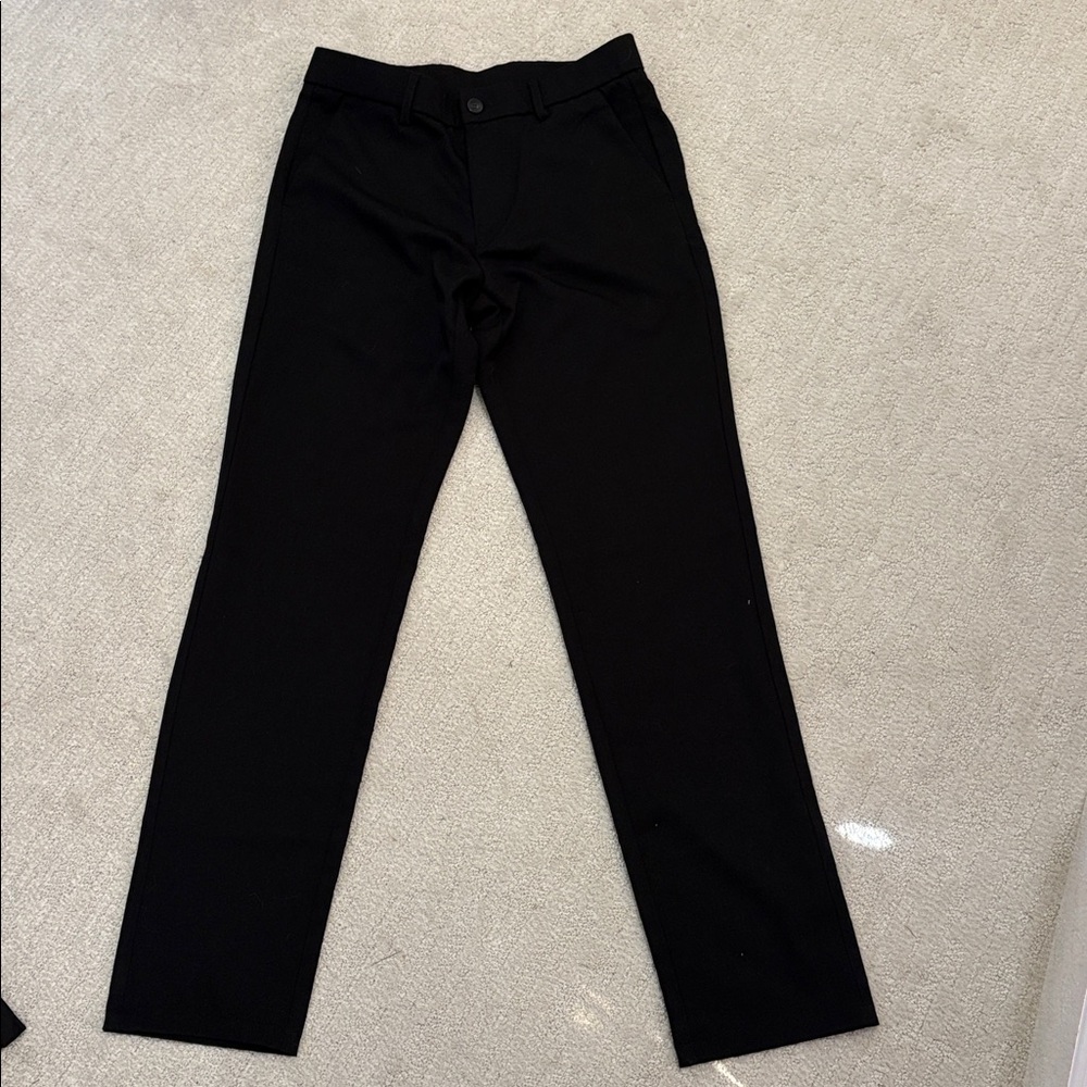 Plaid & Plain Men’s Dress Pants black size 30x32 Flat Front slim fit